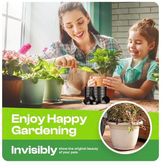 Plant Pal Invisible Pot Feet, Solid Rubber Plant Stands for Outdoor Pots, Risers for Plants and Flowers, Non-Slip Surface Grip, Lifters for Patios, Decks, Gardens and Floors