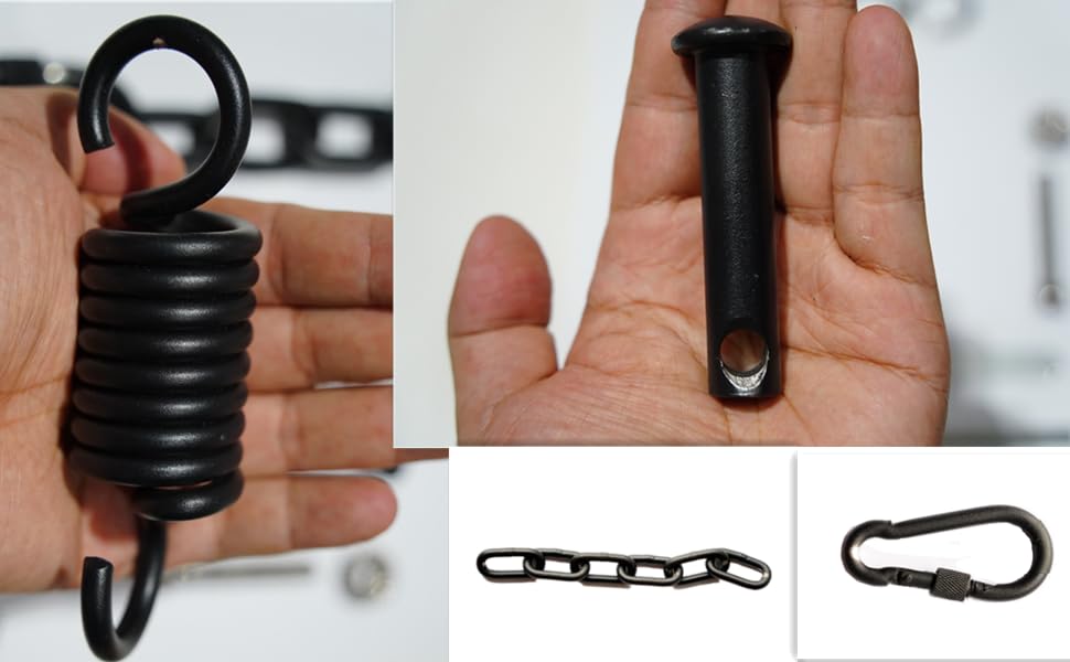 Patio Swing Egg Chair Hanging Kit Including Springs Pin Plug and Snap Hook, Hammock Chair Hanging Hardware - 250kg Weight Capacity, Assembly Accessories for Single Double Egg Chair With Stand (Black)