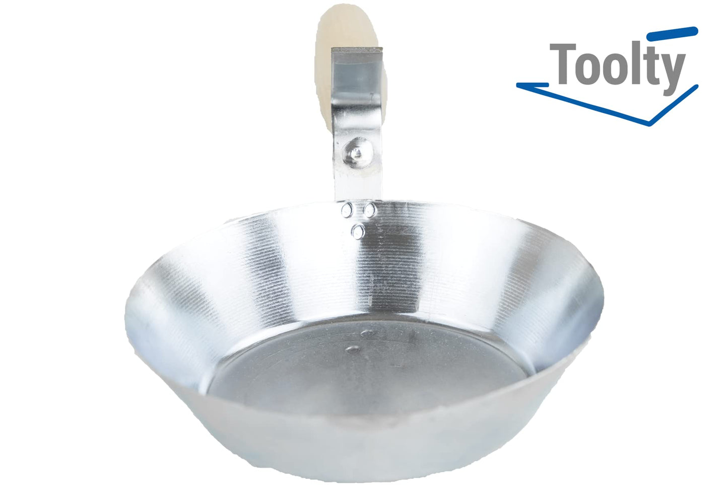 Toolty Masonry Scoop, Construction Pan - 170mm (6.69") - Wooden Handle - Galvanized Steel - Plaster, Water, Hand Tools, DIY - TLTY-0411