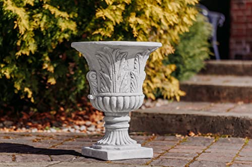 gartendekoparadies.de Flower vase in an antique look, planter made of cast stone, H. 46 cm, 7 liters, 19 kg, gray, frost-proof for outdoor use