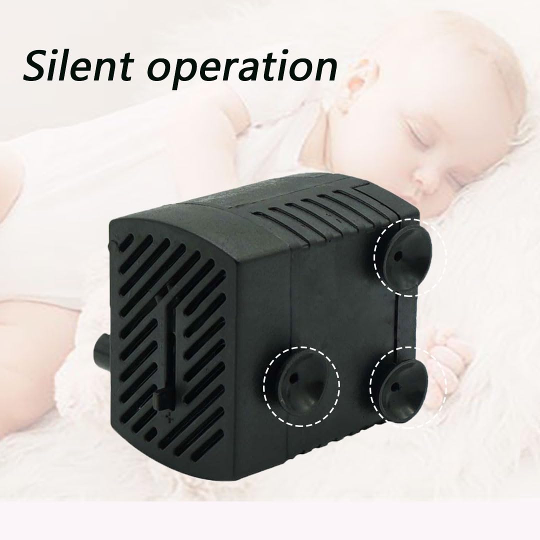 GERUI Small Water Feature Pump with 4 Colors of LED Lights, Small Submersible Water Pump 350L/H, 5W, Maximum Height of 0.85 m, Adjustable Ultra Silent Water Pump for Fish Tank, Aquarium, Hydroponics