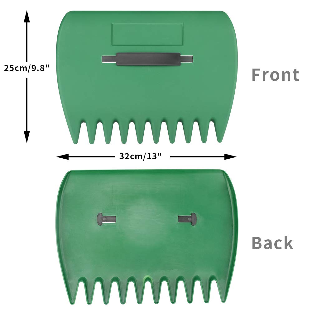 KINGLAKE Garden Leaf Grabbers, Leaf Collector Garden Leaf Scoops with handles, Large Plastic Hand Held Rakes for Picking up Leaves Garden Rubbish Yard Waste Tidy, Lightweight, Green