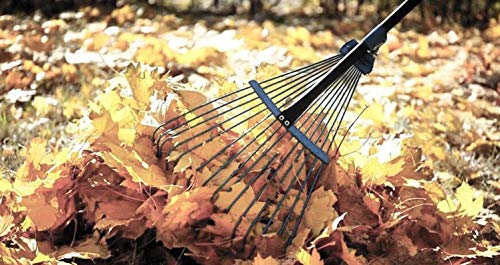 Greenfields Telescopic Metal Adjustable Rake for Quick Cleaning Up of Lawn, Yard, Garden Leaf Rake Steel, Lightweight and Rust Resistant Ergonomic Handle