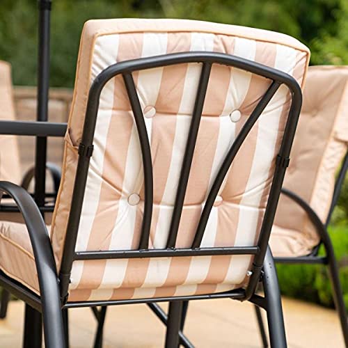 Hectare 6 Seater Garden Furniture Outdoor Table and Chair Set with Parasol Hadleigh Patio Table/Chair/Parasol Dining Furniture (Beige)