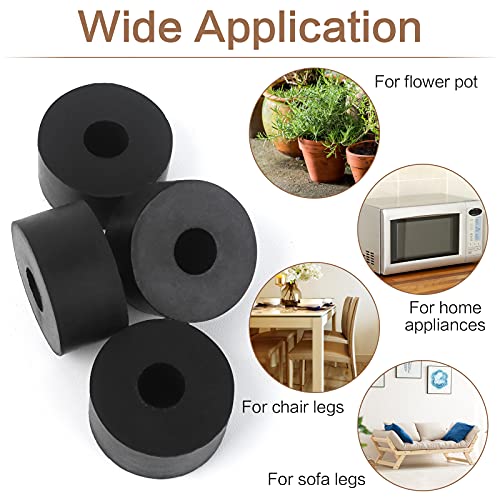 Bigxin 24 Pieces Flower Pot Feet Riser, Invisible Flower Pot Feet Round Shape Plant Pot Feet Black Rubber Plant Pot Risers for Indoor Outdoor Plant (3x3x1.5cm)