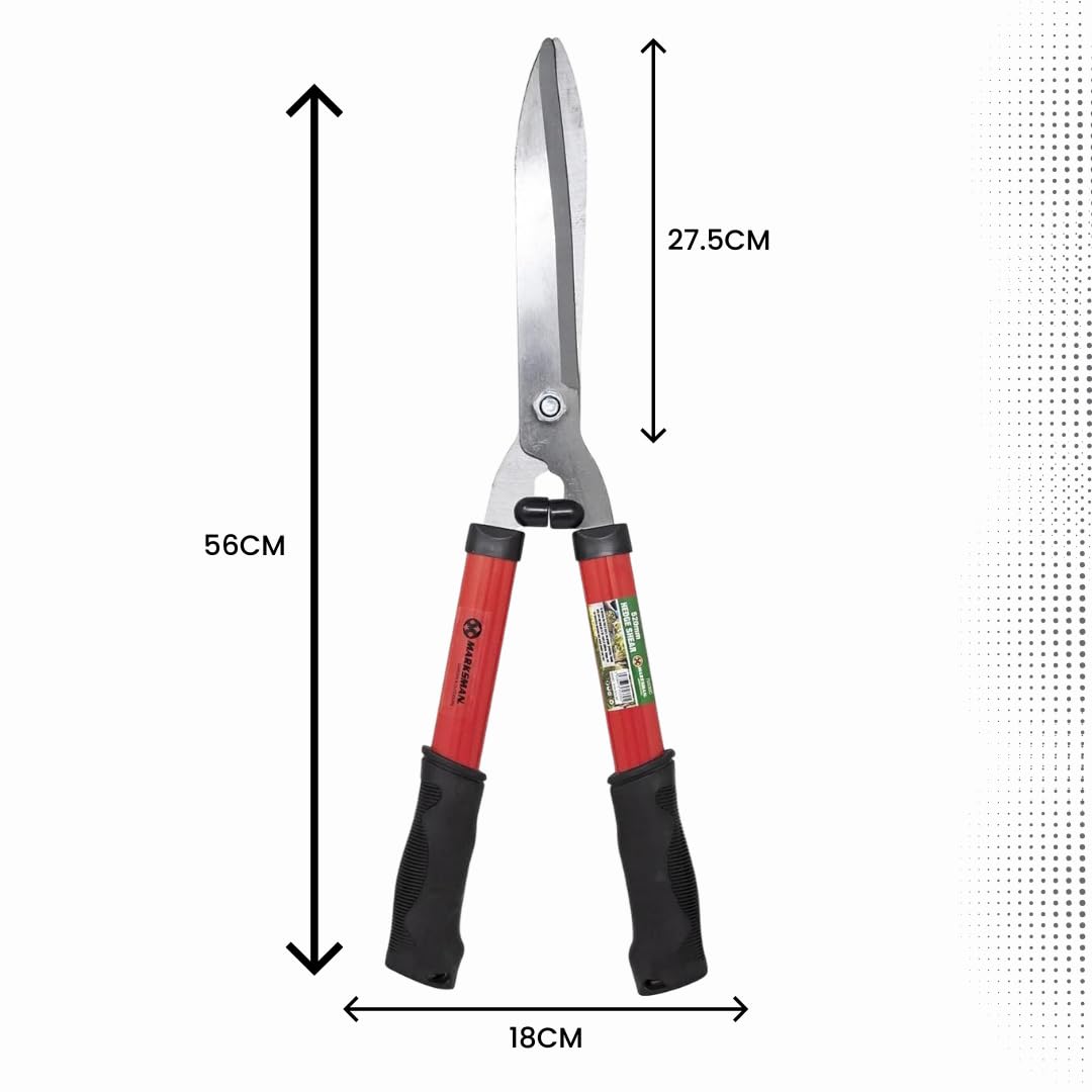20" Carbon Steel Hedge Shears - Razor Sharp, Rust Resistant Blades - Lightweight Garden Trimmer for Grass, Shrubs, Bushes - Anti-Slip Handles for Easy Cutting