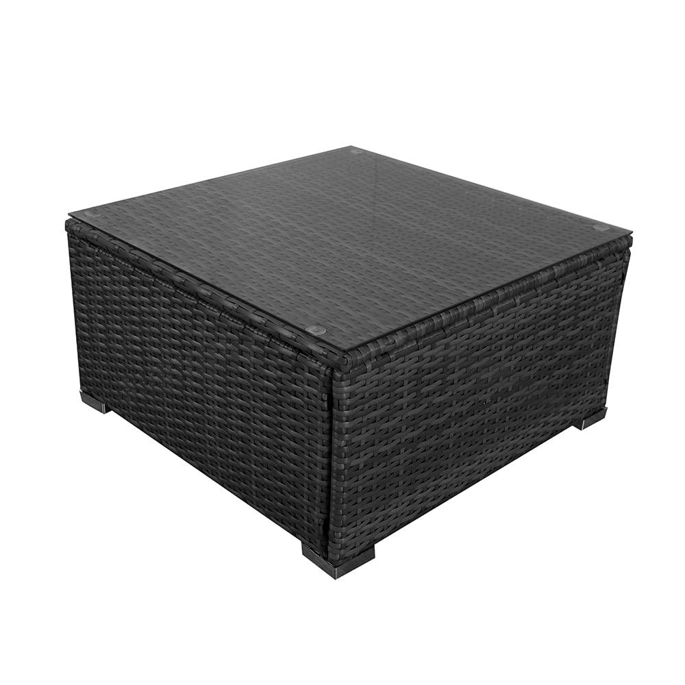 Panana 4 Seater Rattan Furniture Set Lounge Corner Sofa Set with Storage Cabinet, Coffee Table, Furniture Cover for Garden Patio Outdoor (Grey Wicker with Grey Cushions)