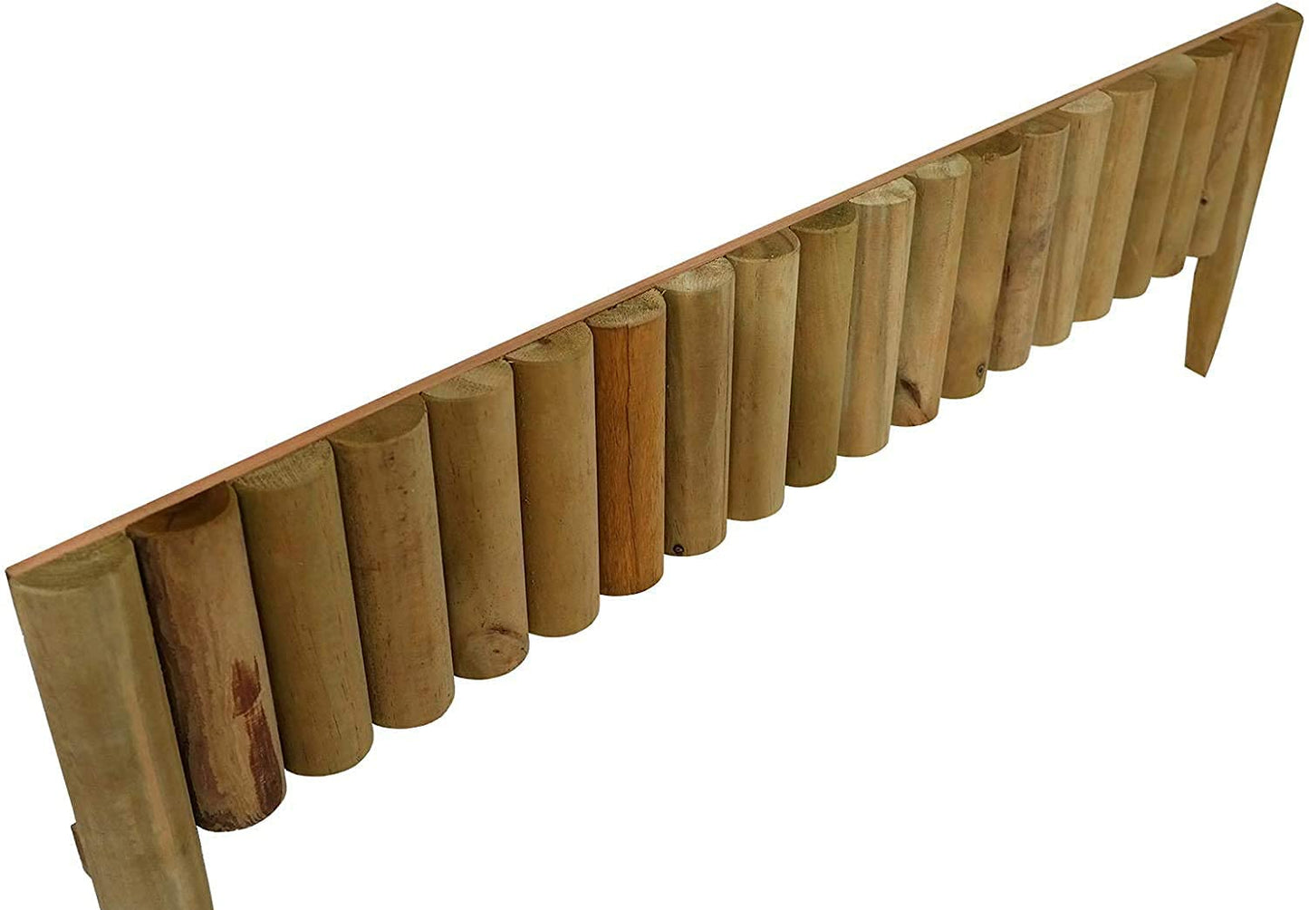 MND Dealings 4-Pack Wooden Fix Picket Log Border Fence, 1m, Brown, for Lawn Edgings, Planters or Garden Sectioning
