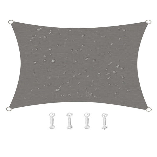 HOMPER 2x3M Sun Shade Sail Waterproof Rectangle(Grey), 95% UV Block Garden Sunscreen Awning Canopy with Free Rope, Breathable Patio Sail pergola for Outdoor Party