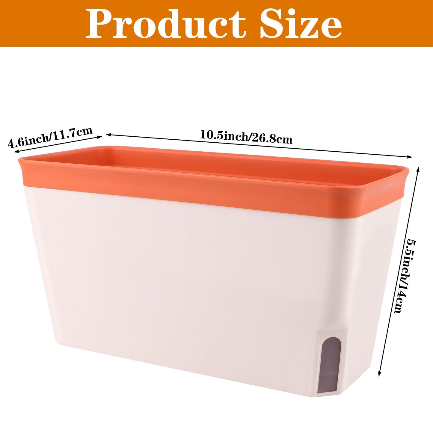 6Pack Self Watering Plant Pots 10.5 inch Windowsill Herb Planter Box Indoor Modern Plastic Plant Pots Planters with Water Level Window Drainage Hole Hidden Tray for Vegetables, Succulents Plants