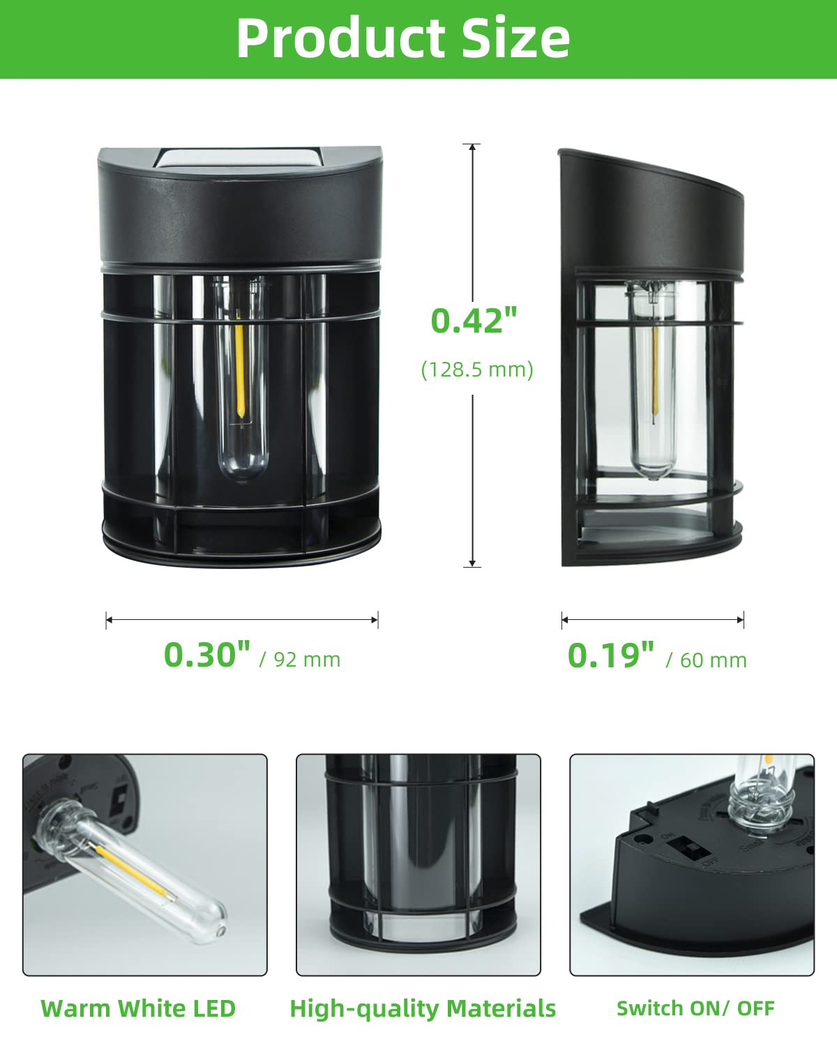 nipify 4 Pack Solar Fence Lights, Waterproof Solar Wall Lights Outdoor Warm White, Auto On/Off Retro Solar Powered Lighting for Garden Yard Gate Door Patio