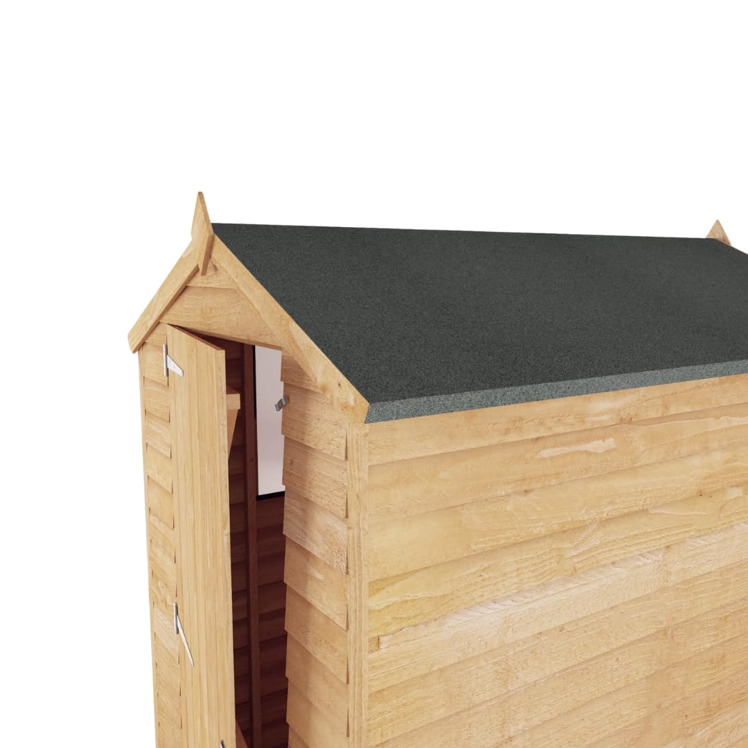 WALTONS | 6 x 4 Overlap Wood Storage Shed | Apex Roof | 7mm Overlap Cladding | Wooden Garden Storage Shed | Single Door | Windows |10 Year Anti Rot | 6 x 4 6ft 4ft