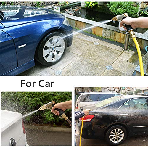 FANHAO Garden Hose Spray Gun with Adjustable Patterns, 100% Heavy Duty Metal Hose Pipe Spray Gun High Pressure Hose Nozzle for Lawn and Garden, Car & Pet Washing, Full Brass Nozzle - Non-Slip Grip