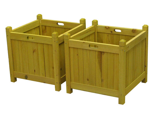 Selections 43cm Square Wood Garden Planter Boxes Tan (Pack of 2)