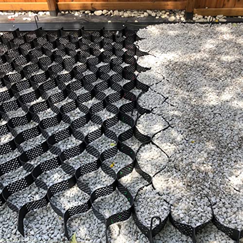 Outdoor Patio Pavers Retractable Gravel Stabilizer Grid for Driveway Walkway Backyard Geogrid Ground Grid System (6X7m/19.7X23ft 2"/5cm Tall) Heavy Duty Eco Friendly Permeable Paving Solutio