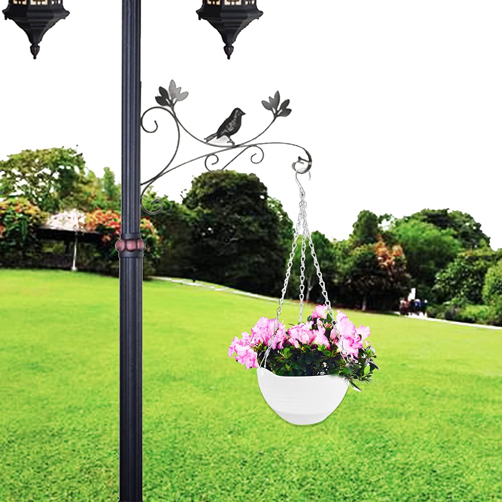 3 Pcs 8 inch Hanging Planter Pots,Self-Watering Round Hanging Basket with Water Tray and Metal Chain,Succulent Flower Plant Pot Container for Indoor Outdoor Garden Balcony Wall Decor,White