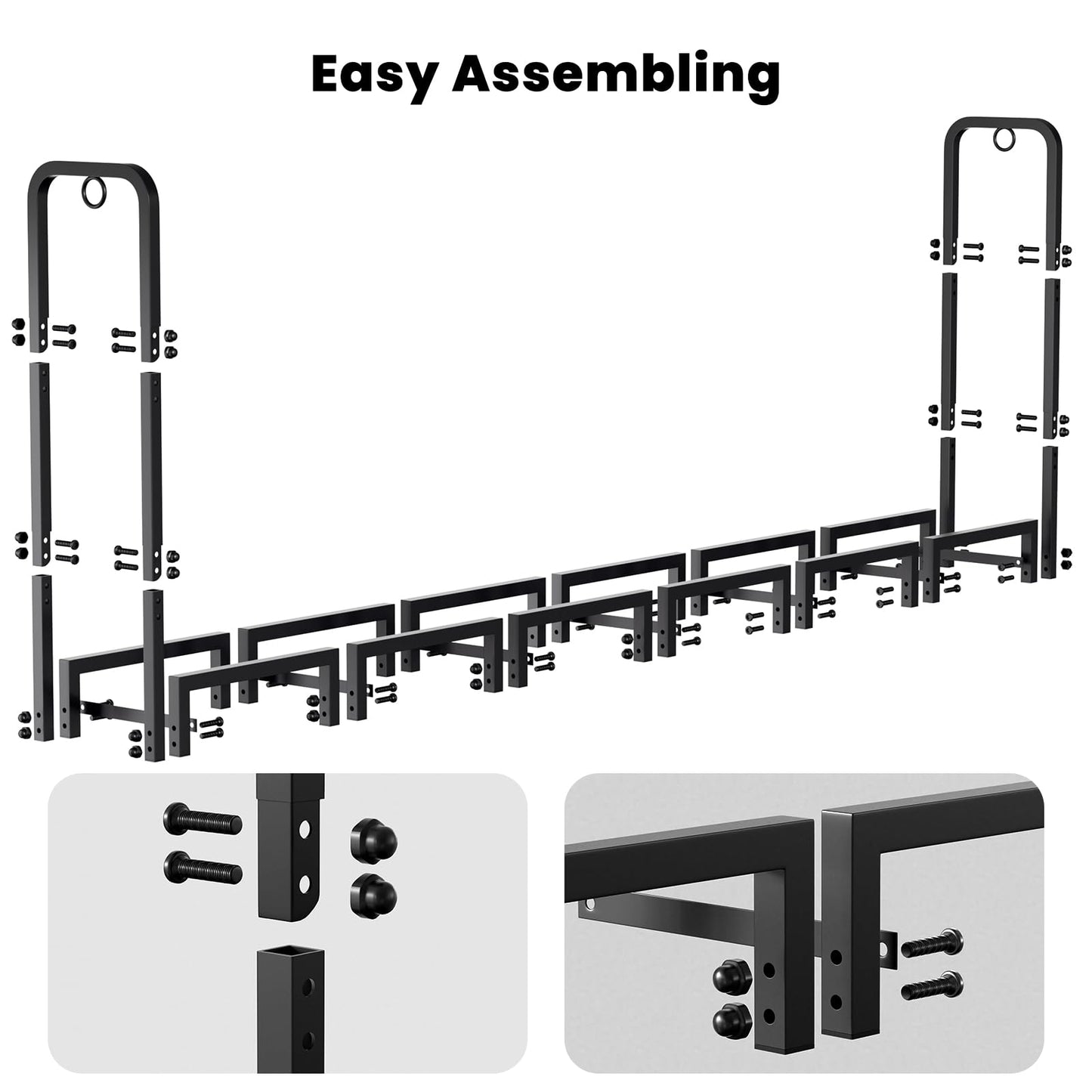 Amagabeli 8ft(244cmx36cmx121cm) Outdoor Fire Wood Log Rack for Fireplace Heavy Duty Firewood Pile Storage Racks for Patio Deck Metal Log Holder Stand Tubular Steel Wood Stacker Outside Tools Black