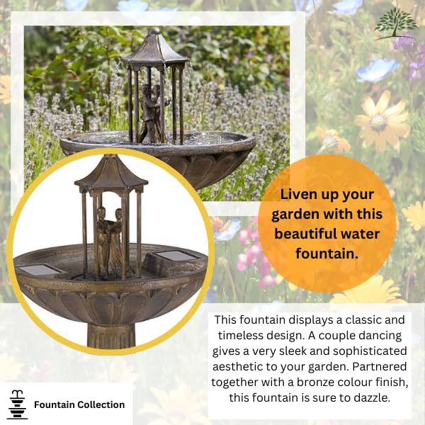 Garden Mile Dancing Couple Water Feature Bronze Effect Fountain for Garden Freestanding Patio Lawn Centrepiece Rustic Ornamental Decorative Fountain
