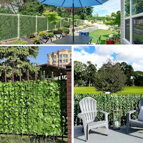 SUNJULY Artificial Ivy Privacy Fence Screen, Expandable Artificial Hedges Fence and Faux Ivy, Garden Privacy Screening Wall Panel Vine Leaf Decoration, UV Resistant (1M*3M)