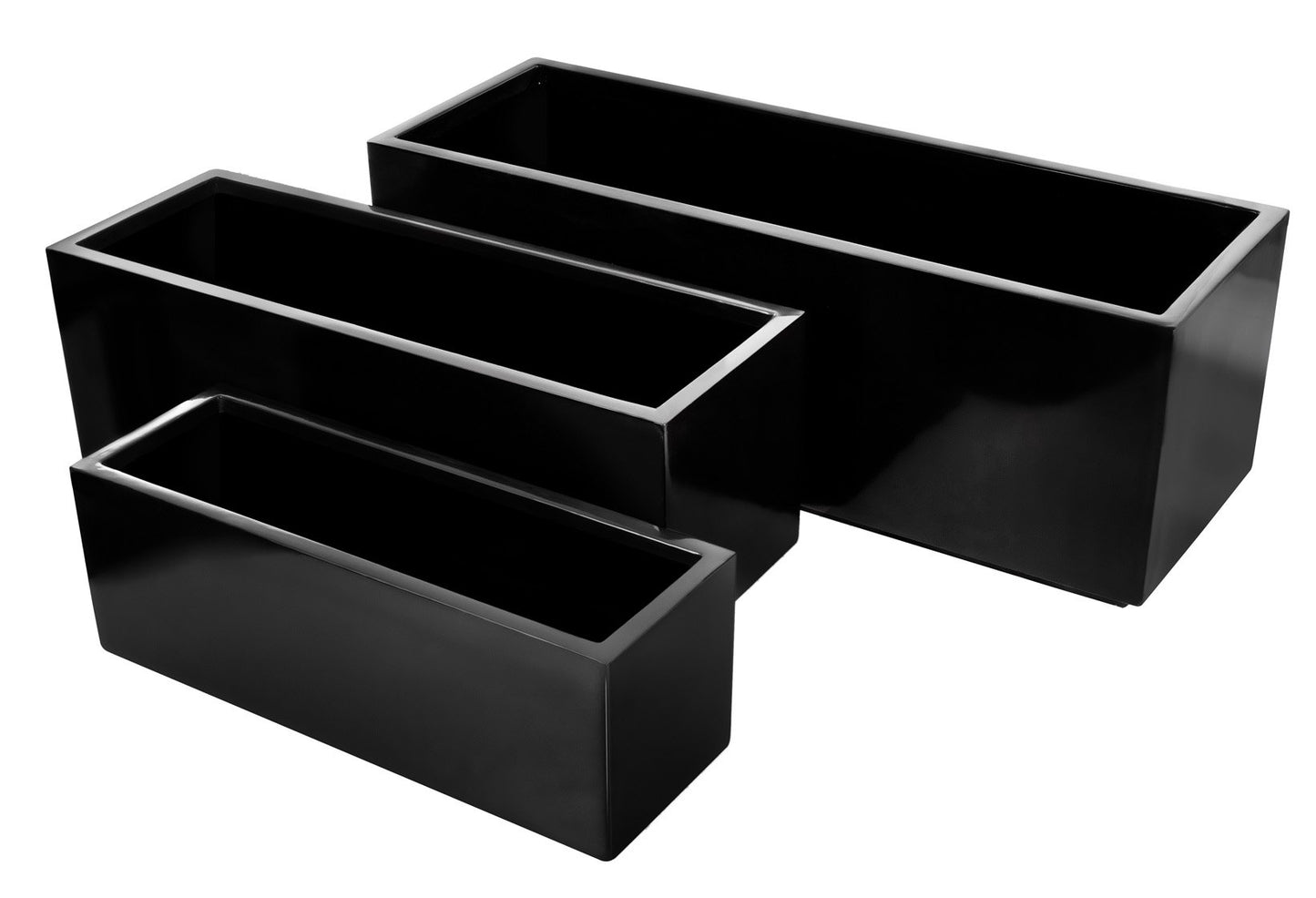 Primrose Fibreglass Trough Outdoor Planter Black Gel Coat Large 120cm x 40cm (47.2in x 15.75in)