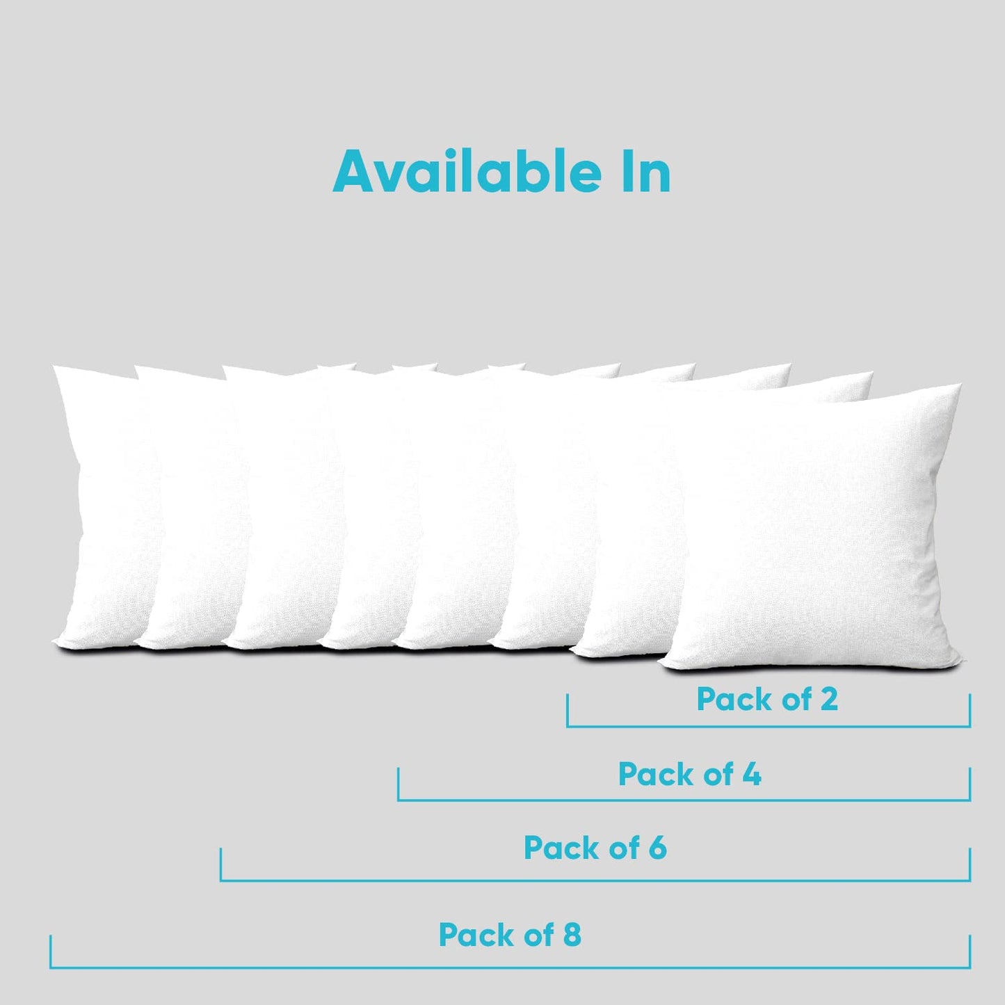 UK Care Direct Pack of 4 Cushion Inserts 45cm x 45cm - 18 x 18 Cushion Insert - White Square Cushions; Hypoallergenic Cushion Inner - Bounce Back Cushion Pads for Sofa & Couches - Pack of 4