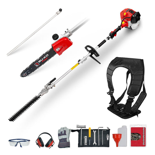BU-KO 52cc Long Reach Petrol Hedge Trimmer and Pruner Saw with 75cm Extension Pole, Ultimate Garden Tool for Precision Cutting, Trim Hedges and Prune with Ease