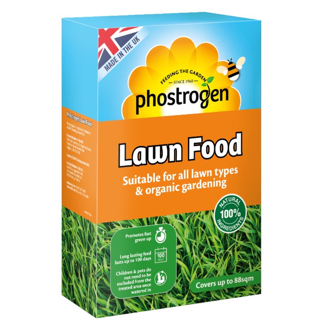 Phostrogen Organic Lawn Food, 3.5kg - Long Lasting Balanced Organic Lawn Feed - for a Thicker, Greener and More Durable Lawn - Growing Season and Autumn Feed - Lawn Nutrition - Garden Care
