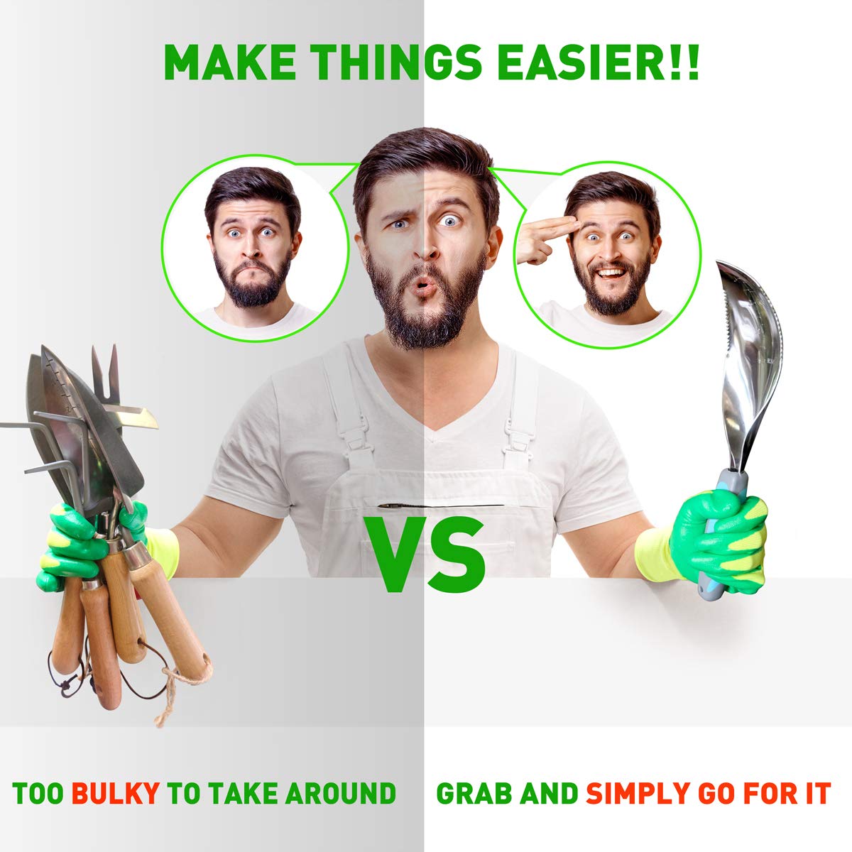 Jardineer Multi-Use Soil Scoops, Stainless Steel Garden Trowel, All-in-One Dirty Little Digger as Cultivator, Weeder, Transplanter