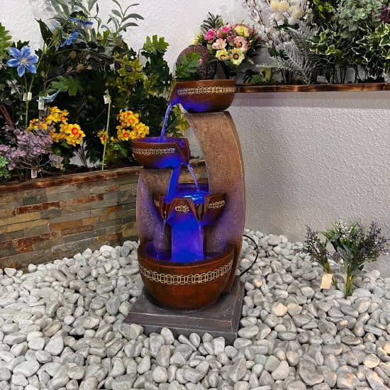 Tranquility Kanthoros Mains Powered Water Feature With Cover,Waterfall, Water Fountain, Garden Decoration, Garden Feature