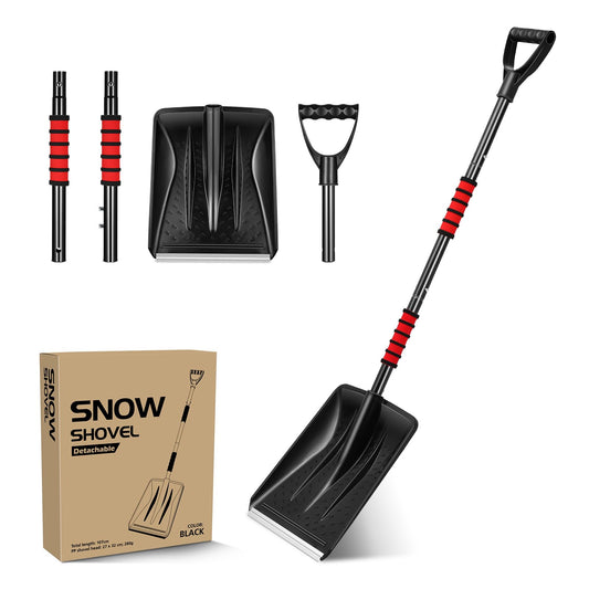 YARNOW 43 Collapsible Shovel with D-Grip Handle, Detachable Four-Piece Construction Snow, Sand, Mud Removal Tool for Car, Camping, Garden, and Other Outdoor Activities