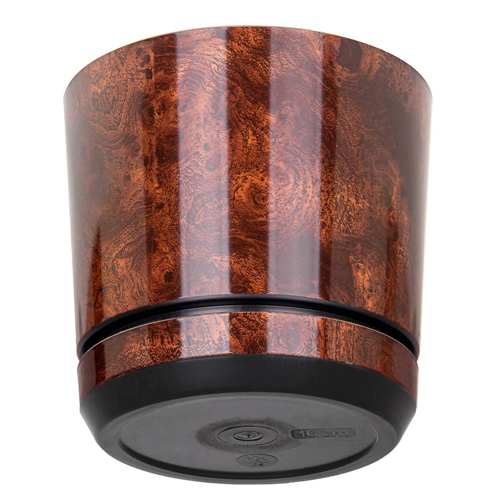 KORAD Wood Effect Indoor Plant Pots with Saucer and Drainage Holes, Round, Modern and Decorative Flowerpot for All Houseplants, 6 sizes, 25 colours(18 cm - 7 inches)