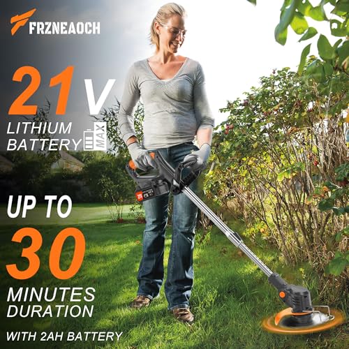 Metal Blade Cordless Strimmer 21v Grass Trimmers Easy to use, 3.2LBS weight Grass Trimmer For Lawns and Farmland, DIY Garden, Lawn Care (Black)
