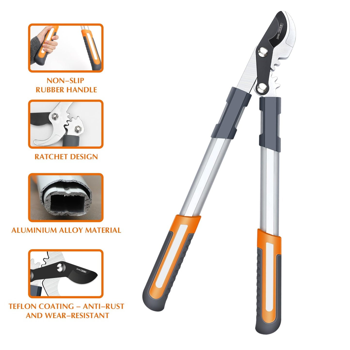 AIRAJ Bypass Loppers 43cm,Gardening Tree Loppers,Cuts 3cm Branches,Teflon Coated and SK5 Sharp Blades,Can Cut Dry and Wet Branches