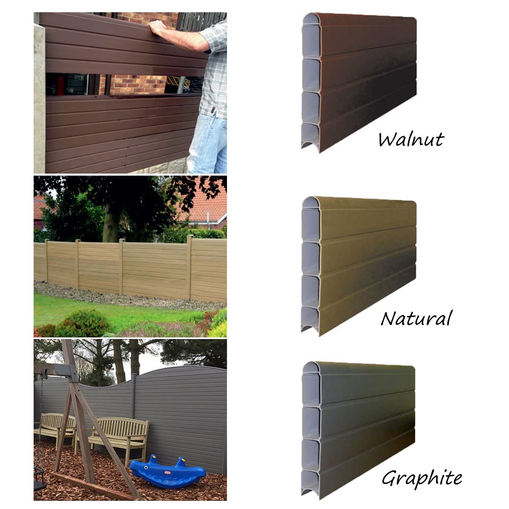 VP Plastic Fencing Panels - Composite Fence Panels - ECO Fencing Fence Board 1.8m (6') - Walnut