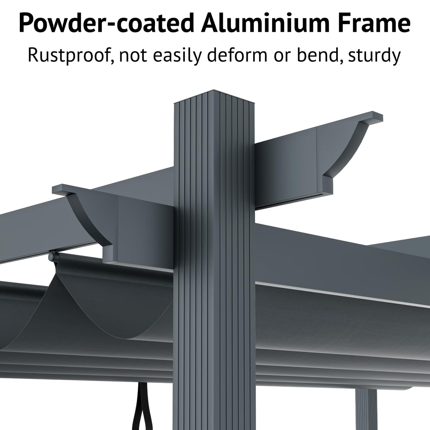 TANGZON 3M x 4M Metal Pergola with Retractable Canopy, Outdoor Large Garden Shade Gazebo, Weatherproof Aluminium Sun Shelter for Lawn Porch Party BBQ (Grey)