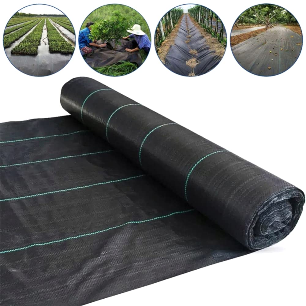4 x 5 m / 13.1 x 16.4 ft Weed Control Membrane, Weed Control Woven Fabric, Ground Cover Sheet, 100 GSM, UV Stabilised, Weed Barrier Mat. Perfect for Gardens, Patios, Flower Beds, Landscaping (Black)