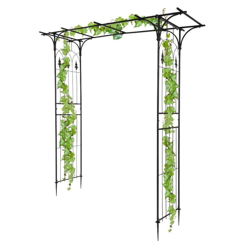 Bonnlo Metal Garden Arch for Climbing Plants, Heavy Duty Durable Iron Trellis Garden Decorations Archway Outdoor for Patio Lawn Wedding Party