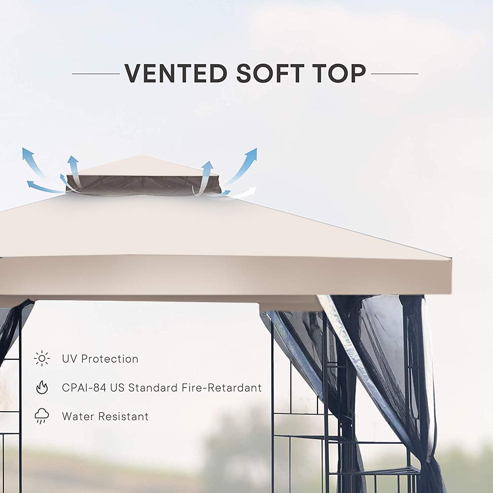 Grand patio Gazebo 3×3m with Side Netting, Garden Gazebo Event Shelter Sun Shade Heavy Duty Outdoor Canopy for BBQ, Event, Party -Beige