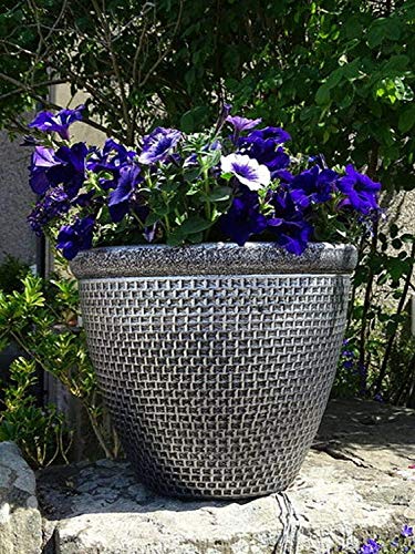 SG Traders Cromarty Round Plant Pots Antique Silver 30cm