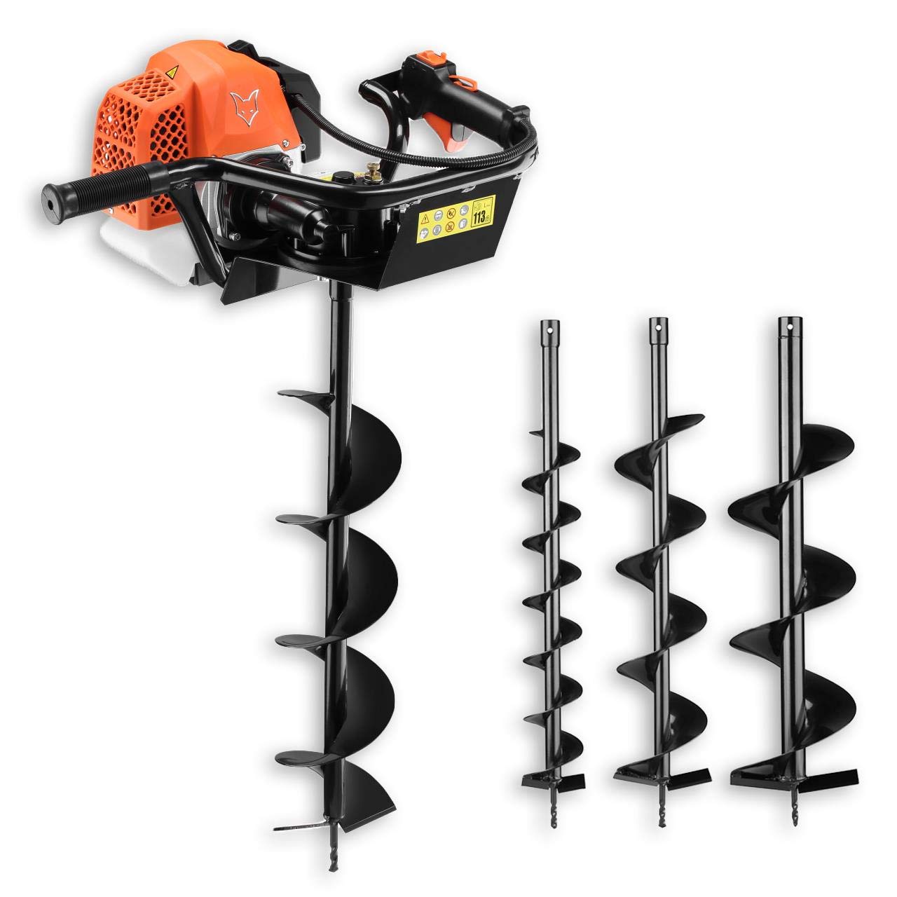 Fuxtec Petrol Earth Auger – post hole borer FX-EB162 motor 62cc | 3.4HP | 3 Drill Bits (100–150–200mm) | Easy Starter | Oil Control Window | Ideal for Fence Posts, Planting Holes & Garden Projects