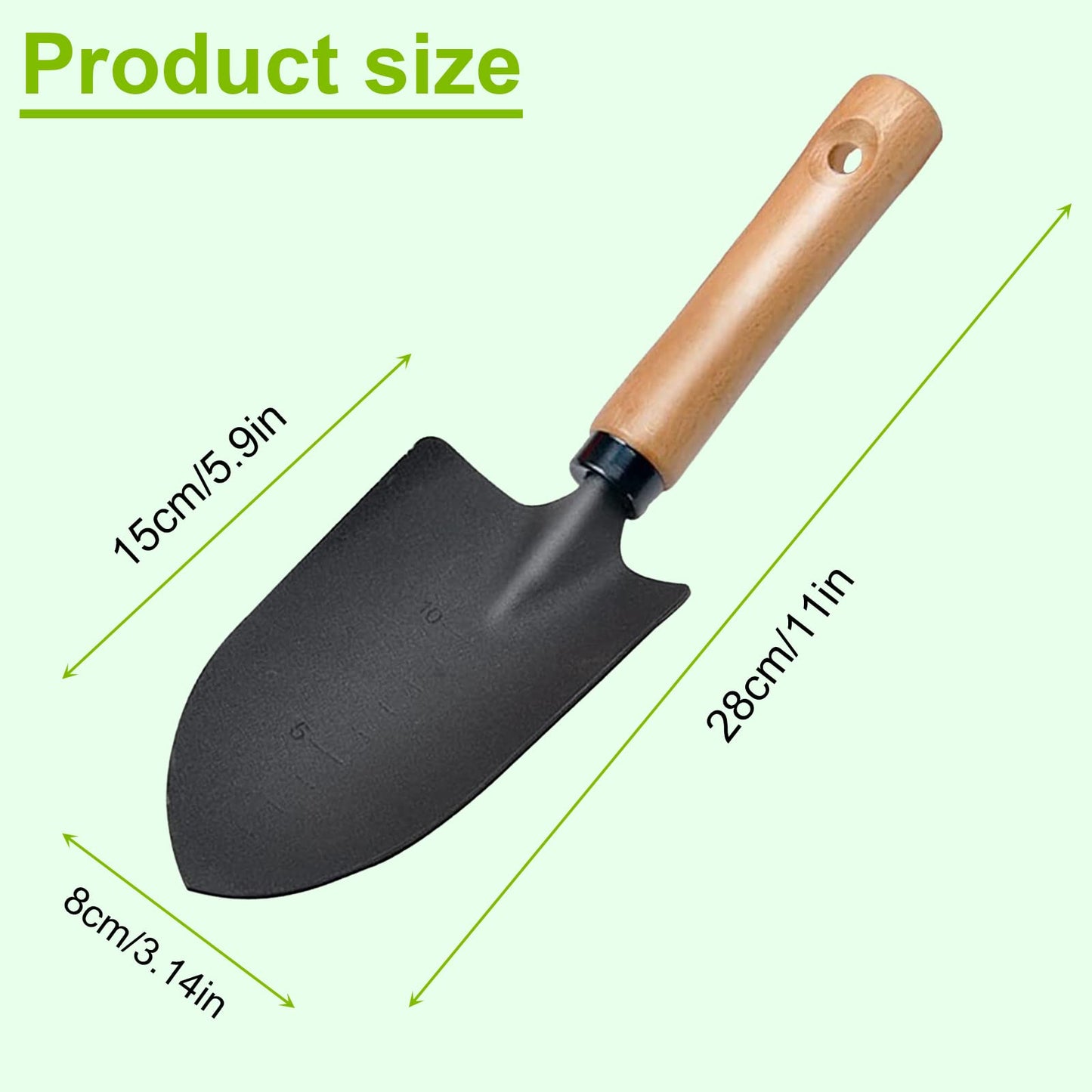 Jetisva Hand Garden Trowel Carbon Steel Small Shovel Angled Bend-Proof Digging Garden Spade with Measuring Depth Mark Heavy Duty Garden Shovel Metal Detecting for Gardening Transplanting Planting Soil