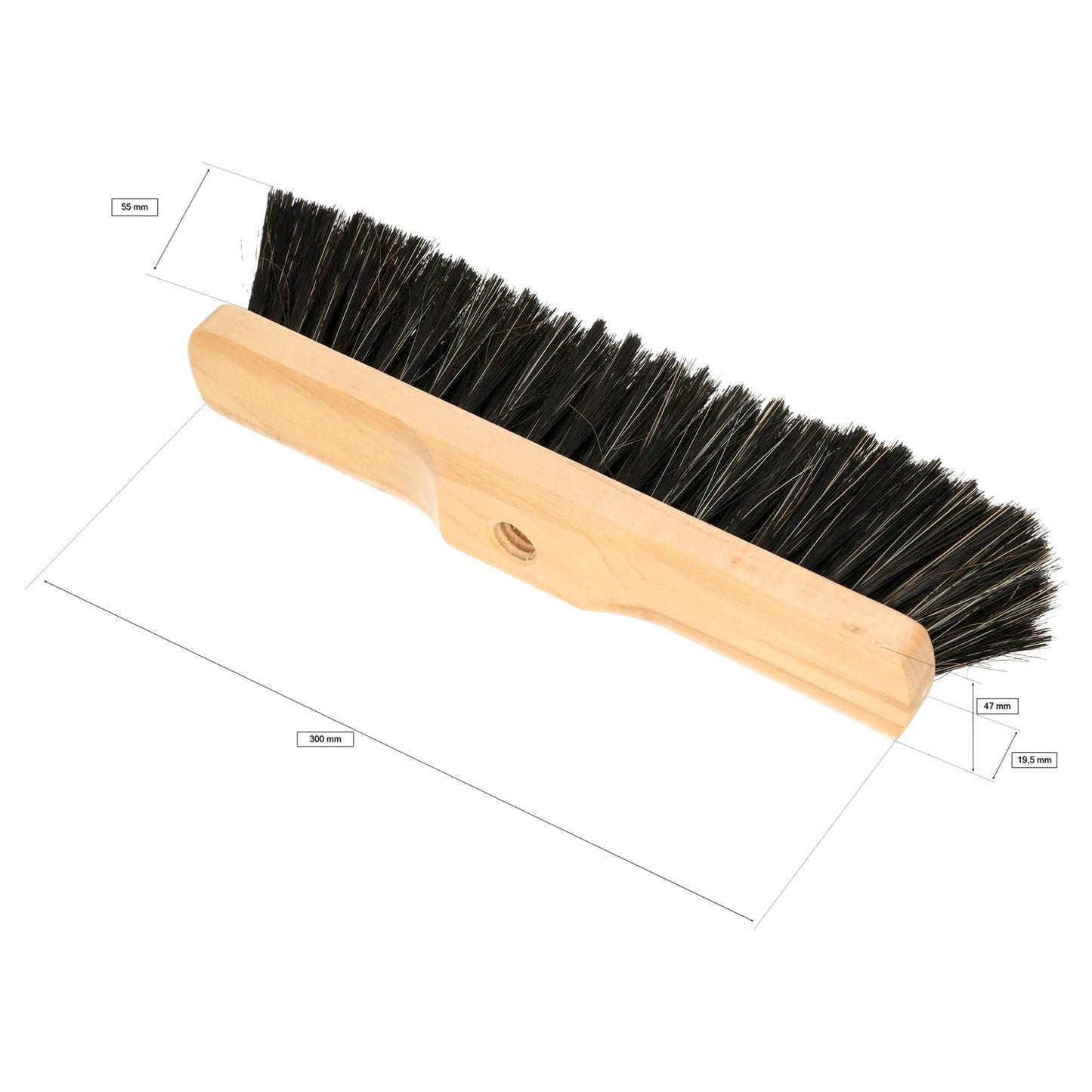 Indoor Broom Soft Bristle Sweeping Brush - Ideal Kitchen Broom for Laminate, Vinyl, Wooden Floors - Flexible Nylon & Natural Bristles, 120cm Wooden Handle - Perfect for Fine Dust & Crumbs (30cm / 12”)