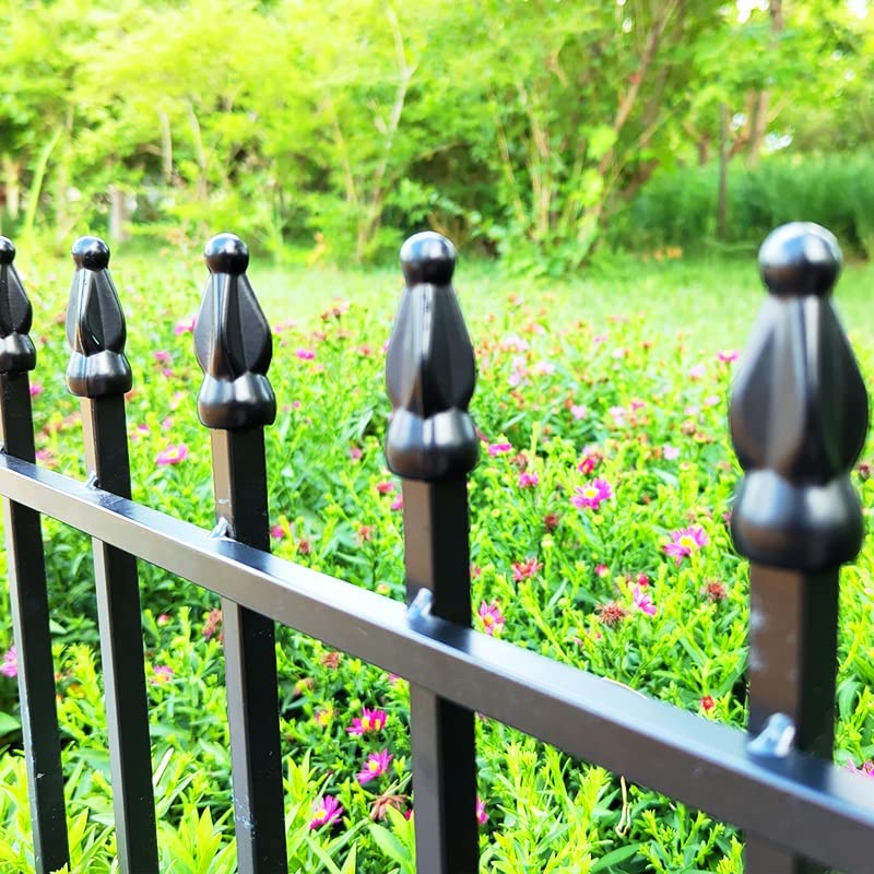 Thealyn Metal Decorative Garden Fence 57cm Wide x 45cm High (5 Panels, Total Length 2.8m), Metal Fence Panels, Landscape Fencing for Flower Bed, Trees, Animal Barrier