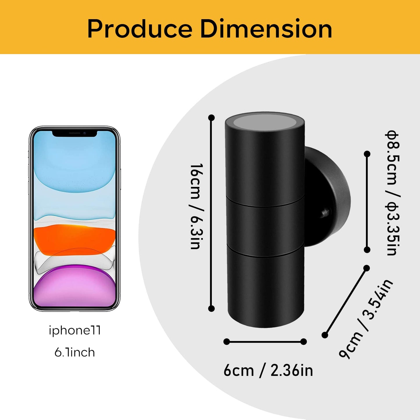 Kerry Outdoor Wall Lights, Up Down Mains Powered Lighting, Black Stainless Steel IP44 Waterproof, Exterior Wall Sconce for Indoor, Front Door, Patio, Hallway, Porch, Garden, Garage, Post - 2 Pack