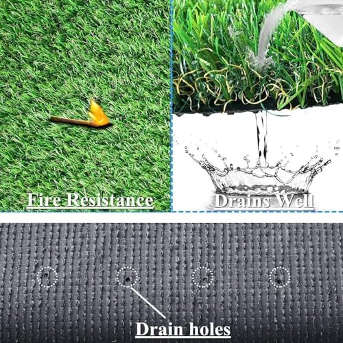 MYOYAY Artificial Grass Turf 10m x 1m Fake Lawn Astro Turf Pile High Artificial Grass Cheap Astro Garden Lawn Realistic Synthetic Grass Turf Lawn Mat with Drainage Holes for Pet Patio Garden Landscape