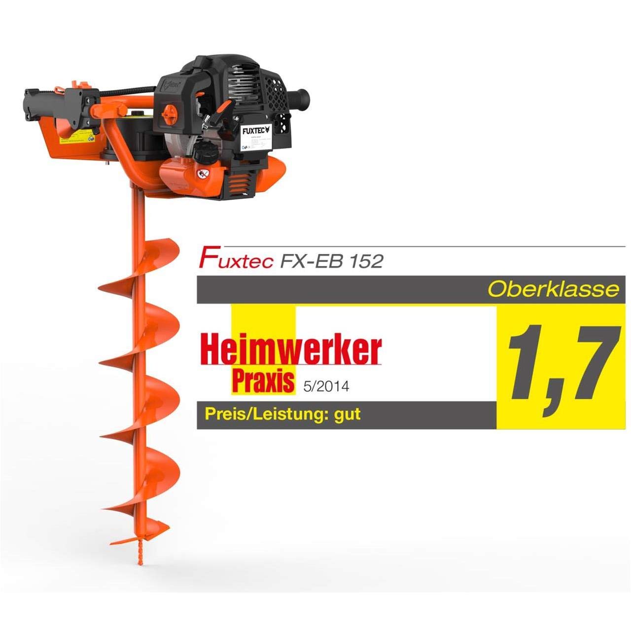 Fuxtec Petrol Earth Auger – post hole borer FX-EB152 motor 52cc | 3HP | 3 Drill Bits (100–150-200mm) | Easy Starter | Oil Control Window | Ideal for Fence Posts, Planting Holes & Garden Projects
