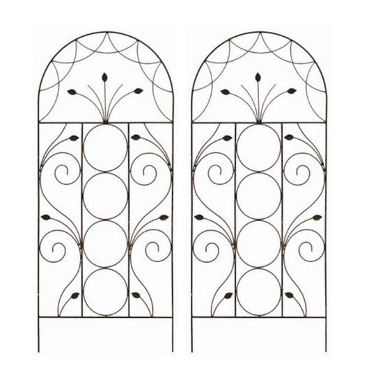 Selections Pack of 2 x Leaf Design Metal Garden Trellis (120 x 50 Centimeter)
