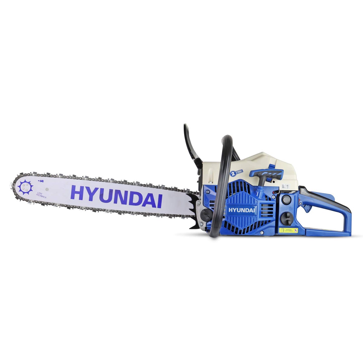 Hyundai HYC6220 62cc Petrol Chainsaw 20 Inch Cutting Bar Includes 2 Chains, Chain Saw Carry Bag, Chain File & 2 Stroke Fuel Mixing Bottle, Cordless Garden Tools. Blue
