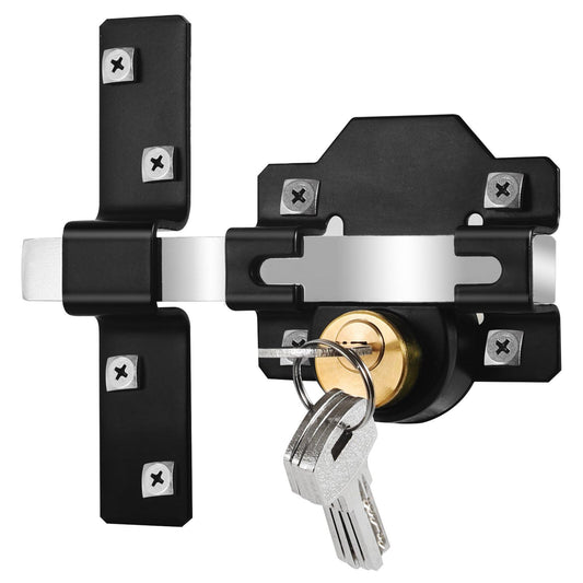 Mortrise Lock, Long Throw Gate Lock for Wooden Gate, Double Sides Locking, 50mm, 5 Keys