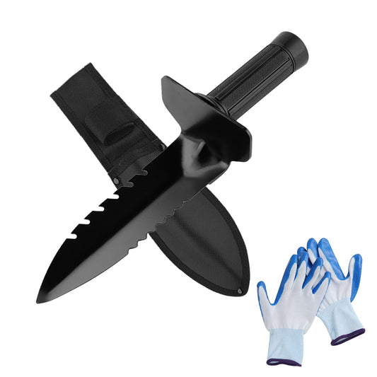 Garden Trowel with Gloves - Heavy Duty Spades for Gardening, Garden Spade for digging, Camping Shovel, Small Mini Hand Shovel, Metal Detecting Spade, Survival Outdoor Digging Tools Accessories